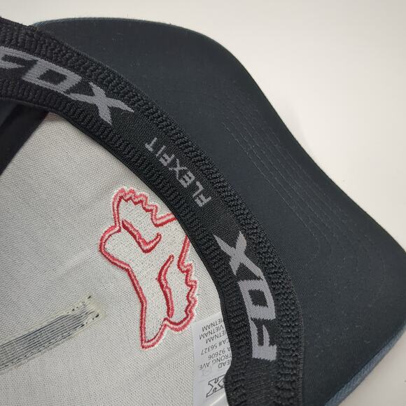 Fox Fitted 5 Panel Cap Blue Medium Embroidered Vented Holes Flexfit Cotton Blend - Picture 8 of 9